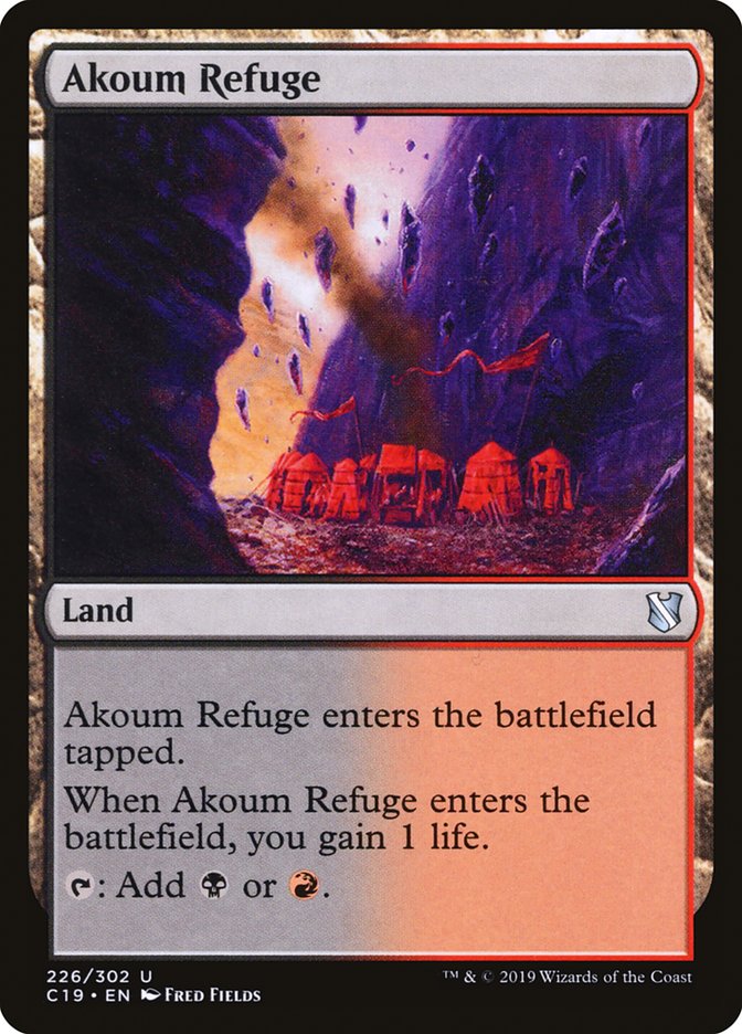 Akoum Refuge – Uncommon Magic: The Gathering card from Commander 2019 (#226)