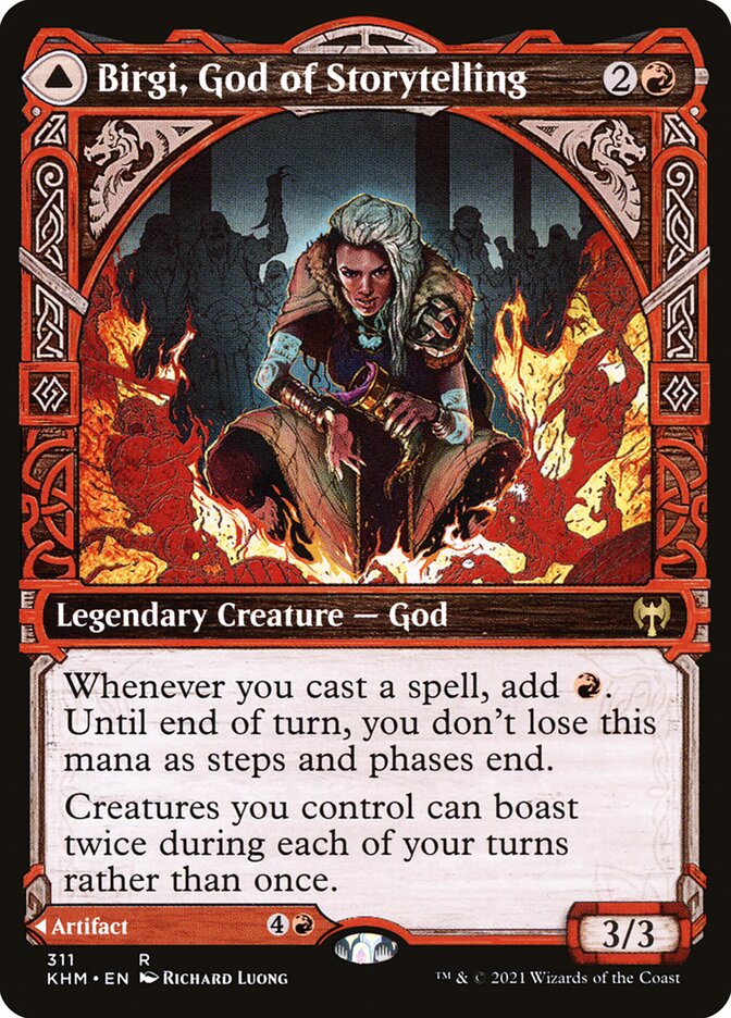 Birgi, God of Storytelling // Harnfel, Horn of Bounty – Rare Magic: The Gathering card from Kaldheim (#311)