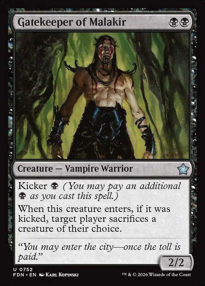 Gatekeeper of Malakir – Uncommon Magic: The Gathering card from Foundations (#752)