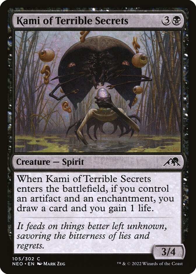 Kami of Terrible Secrets – Common Magic: The Gathering card from Kamigawa: Neon Dynasty (#105)