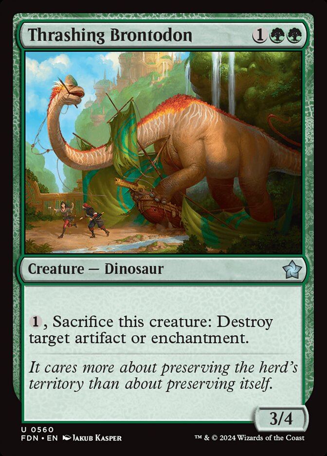 Thrashing Brontodon – Uncommon Magic: The Gathering card from Foundations (#560)
