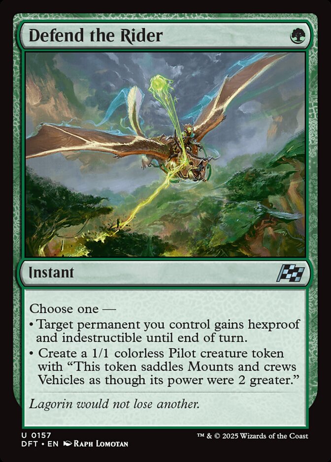 Defend the Rider – Uncommon Magic: The Gathering card from Aetherdrift (#157)