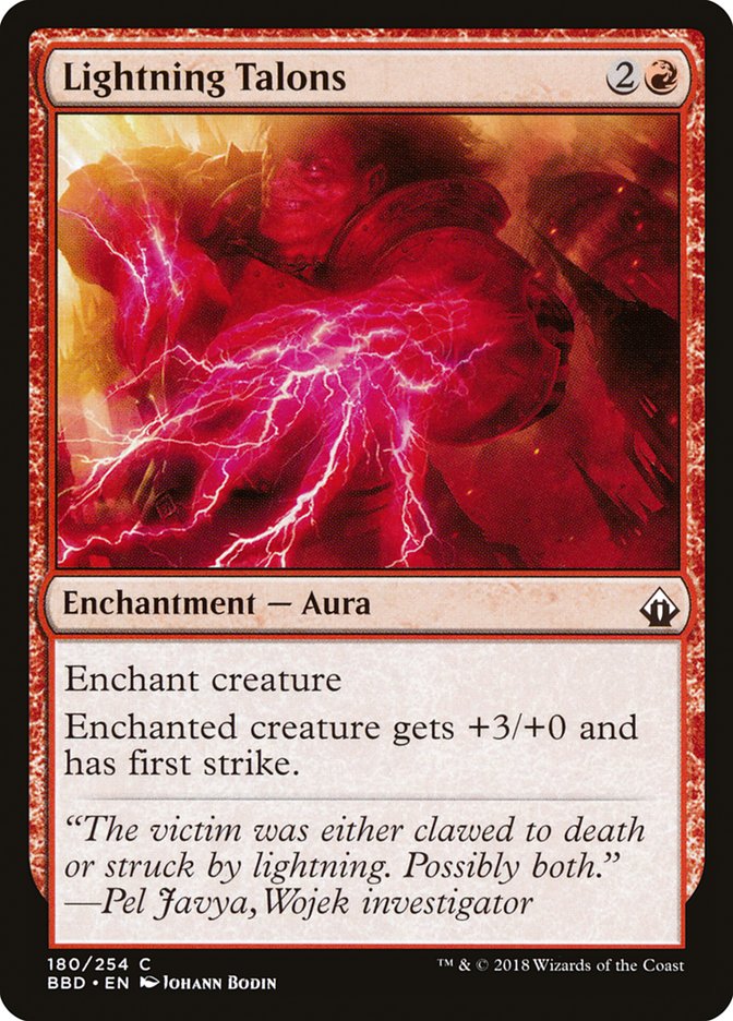 Lightning Talons – Common Magic: The Gathering card from Battlebond (#180)