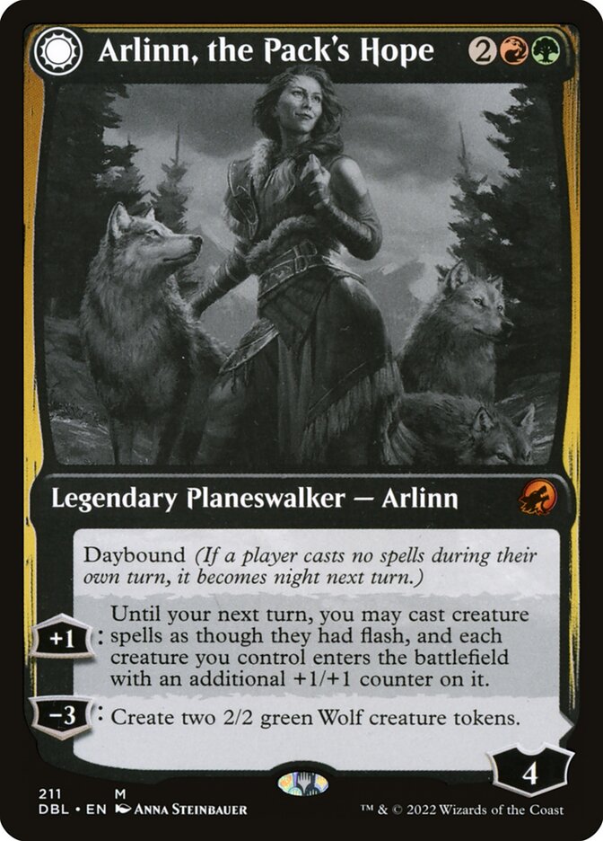 Arlinn, the Pack's Hope // Arlinn, the Moon's Fury – Mythic Magic: The Gathering card from Innistrad: Double Feature (#211)