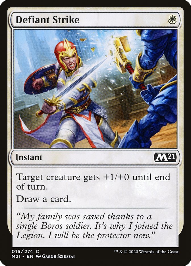 Defiant Strike – Common Magic: The Gathering card from Core Set 2021 (#15)