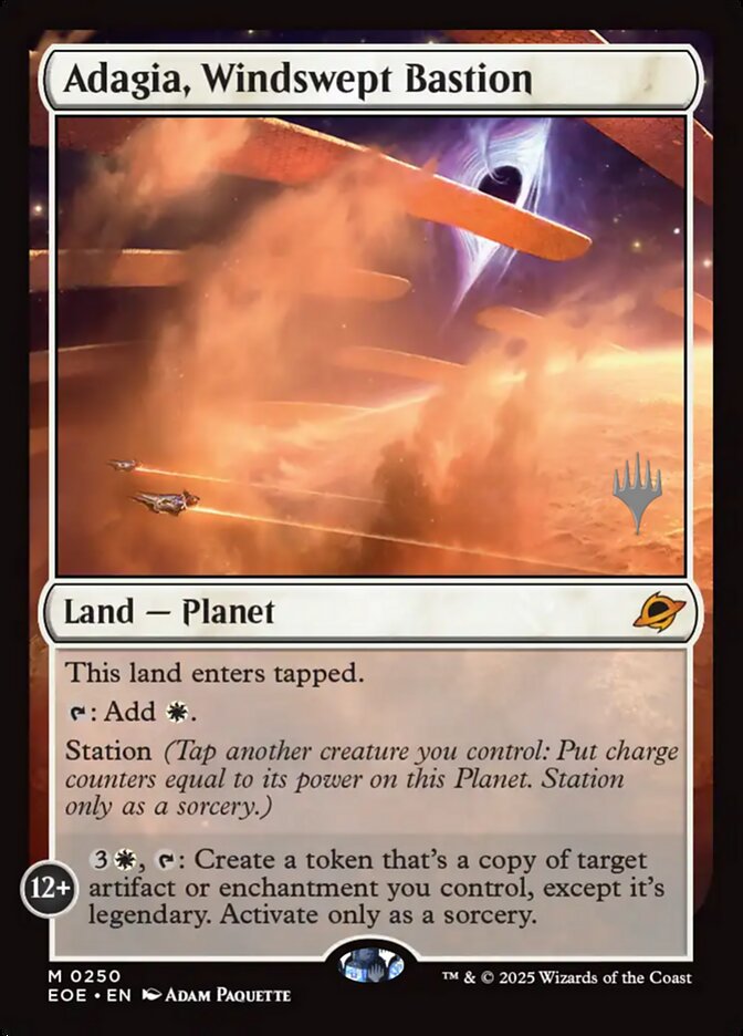Adagia, Windswept Bastion – Mythic Magic: The Gathering card from Edge of Eternities Promos (#250p)