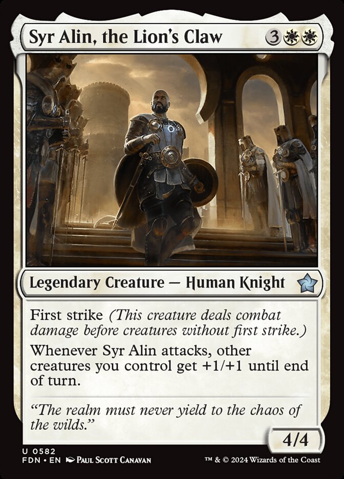 Syr Alin, the Lion's Claw – Uncommon Magic: The Gathering card from Foundations (#582)