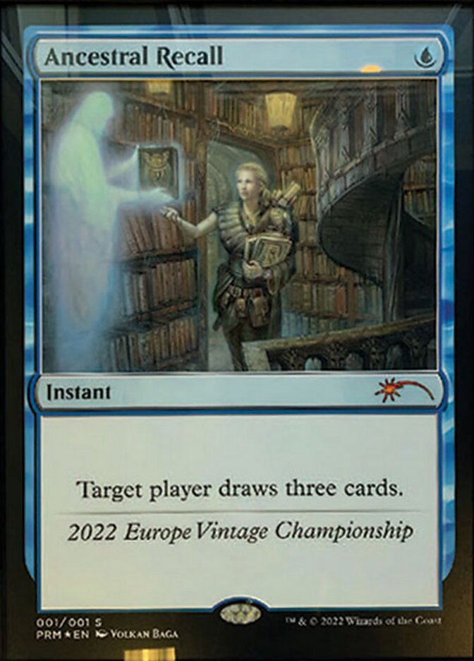 Ancestral Recall – Special Magic: The Gathering card from Vintage Championship (#2022C)