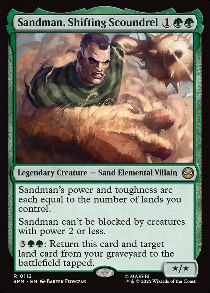 Sandman, Shifting Scoundrel – Rare Magic: The Gathering card from Marvel's Spider-Man (#112)