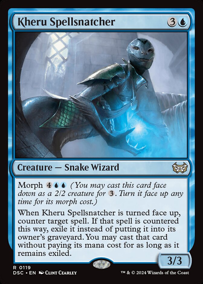 Kheru Spellsnatcher – Rare Magic: The Gathering card from Duskmourn: House of Horror Commander (#119)