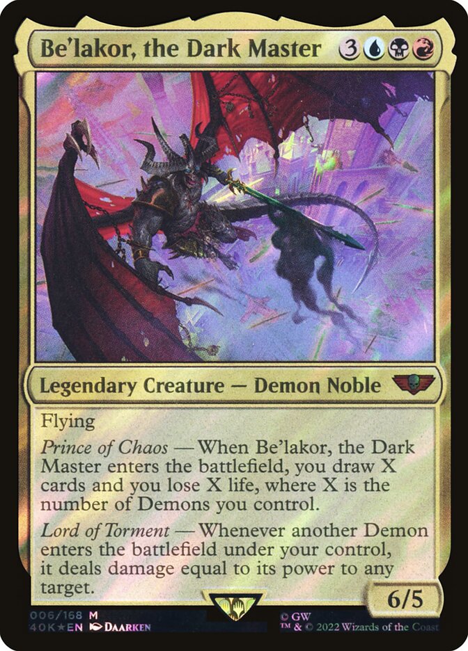 Be'lakor, the Dark Master – Mythic Magic: The Gathering card from Warhammer 40,000 Commander (#6)