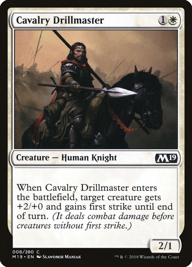 Cavalry Drillmaster – Common Magic: The Gathering card from Core Set 2019 (#8)