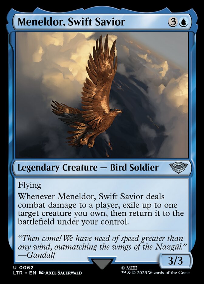 Meneldor, Swift Savior – Uncommon Magic: The Gathering card from The Lord of the Rings: Tales of Middle-earth (#62)