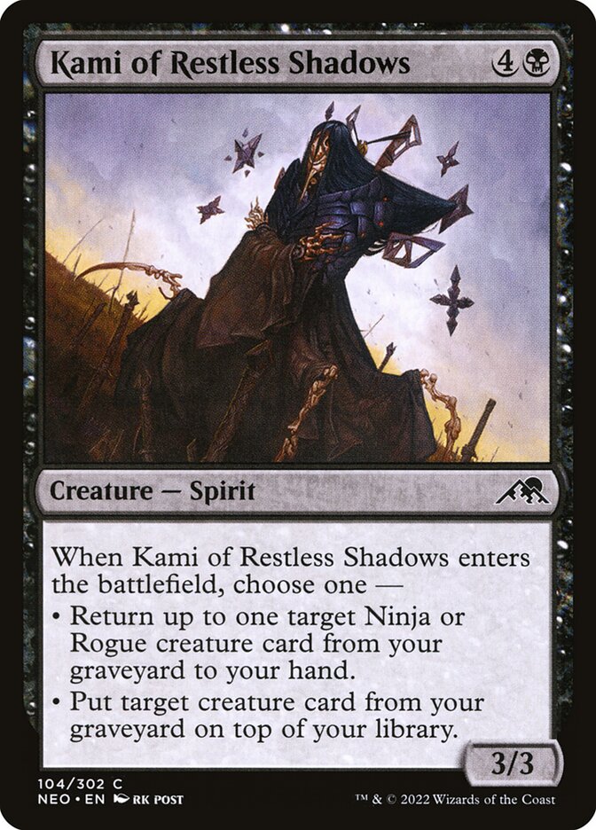 Kami of Restless Shadows – Common Magic: The Gathering card from Kamigawa: Neon Dynasty (#104)