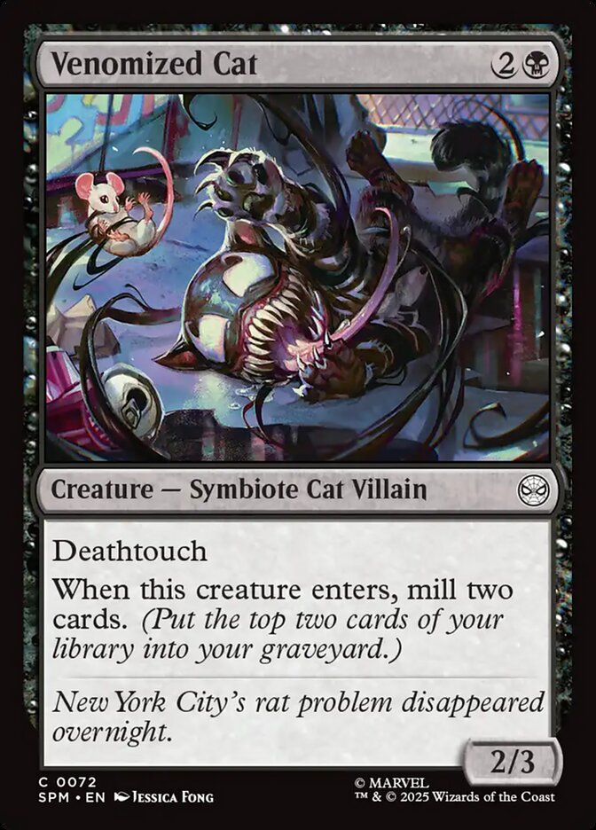 Venomized Cat – Common Magic: The Gathering card from Marvel's Spider-Man (#72)