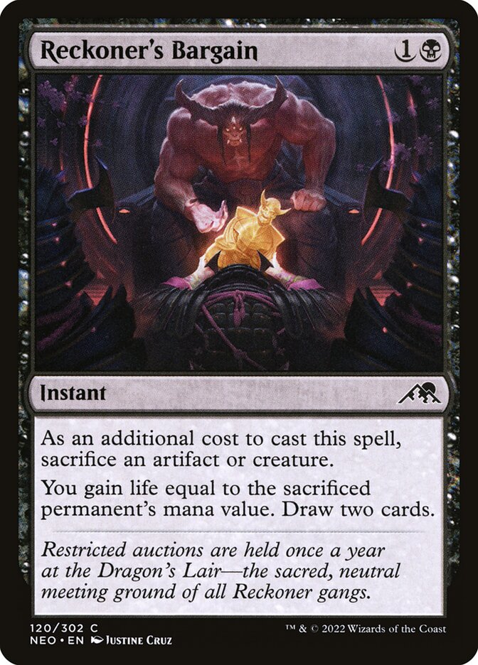 Reckoner's Bargain – Common Magic: The Gathering card from Kamigawa: Neon Dynasty (#120)