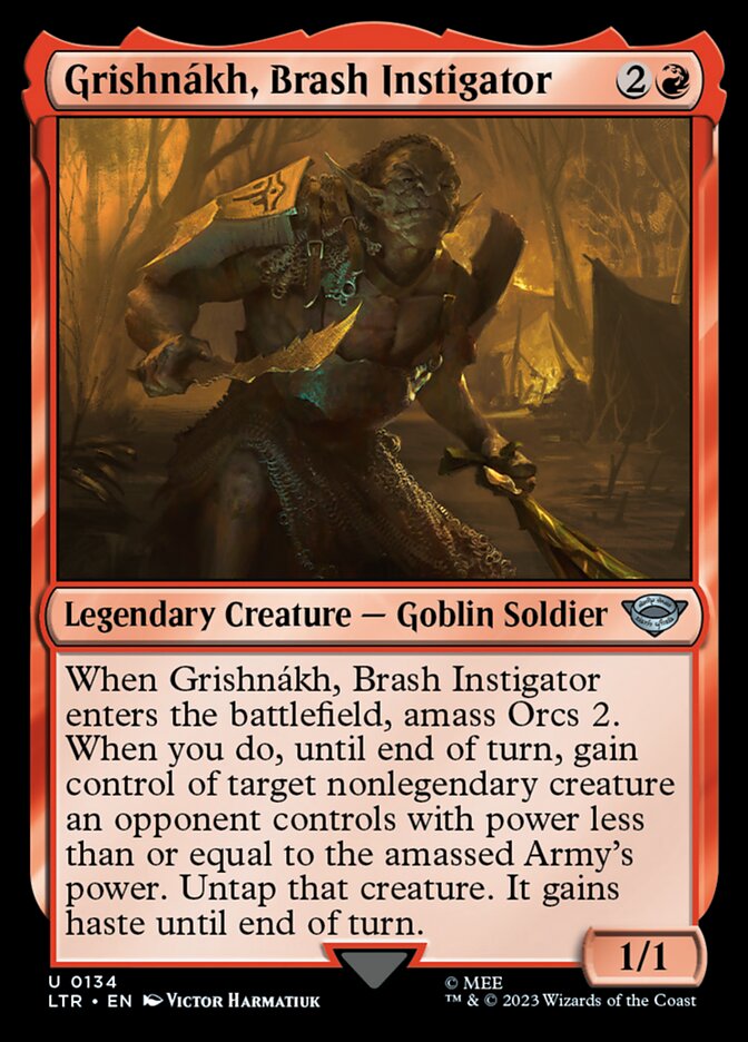 Grishnákh, Brash Instigator – Uncommon Magic: The Gathering card from The Lord of the Rings: Tales of Middle-earth (#134)