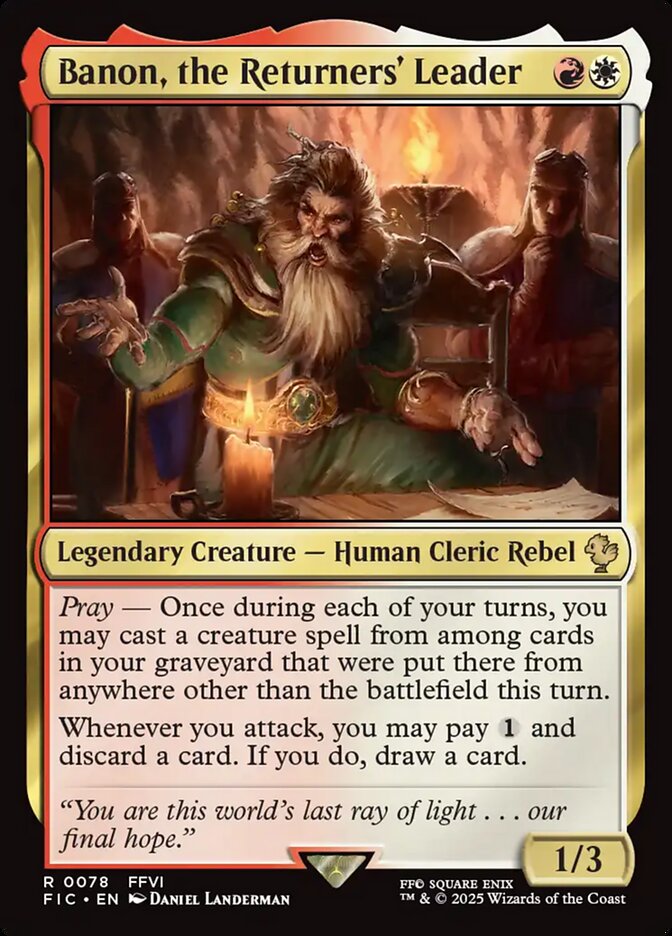 Banon, the Returners' Leader – Rare Magic: The Gathering card from Final Fantasy Commander (#78)