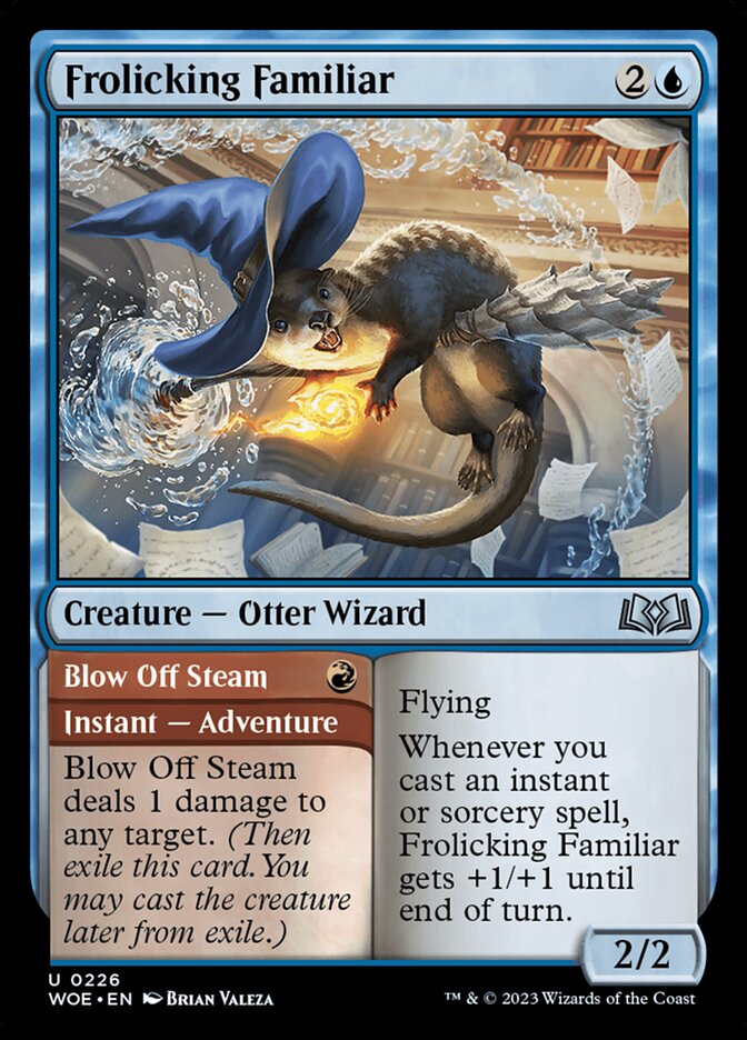 Frolicking Familiar // Blow Off Steam – Uncommon Magic: The Gathering card from Wilds of Eldraine (#226)