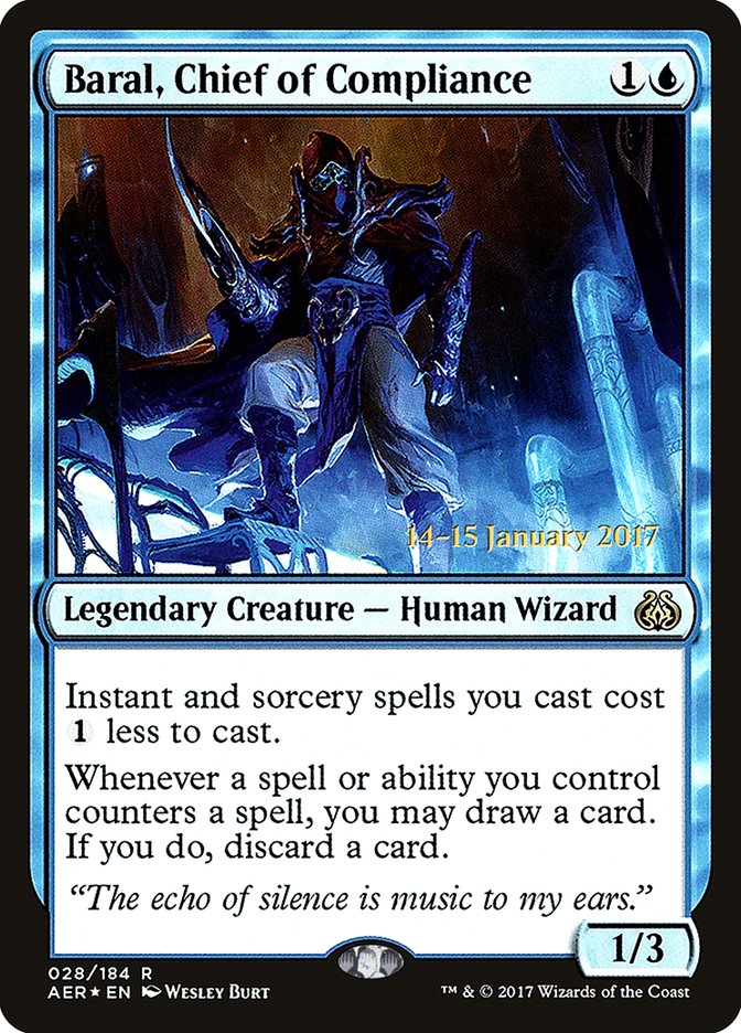 Baral, Chief of Compliance – Rare Magic: The Gathering card from Aether Revolt Promos (#28s)
