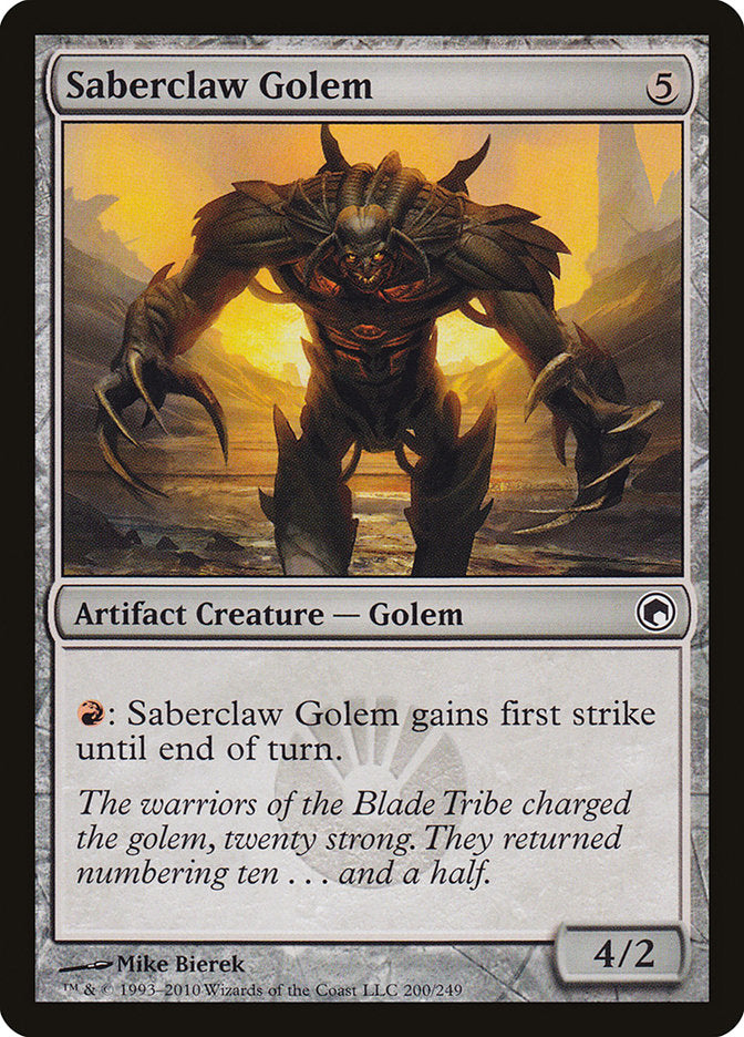 Saberclaw Golem – Common Magic: The Gathering card from Scars of Mirrodin (#200)
