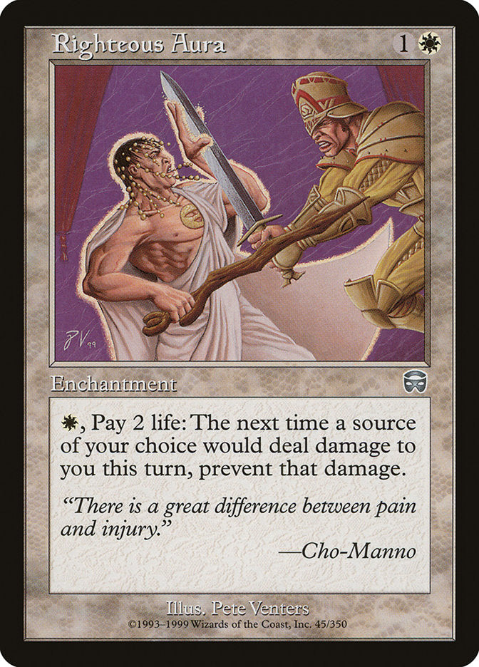 Righteous Aura – Uncommon Magic: The Gathering card from Mercadian Masques (#45)
