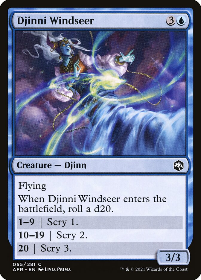Djinni Windseer – Common Magic: The Gathering card from Adventures in the Forgotten Realms (#55)