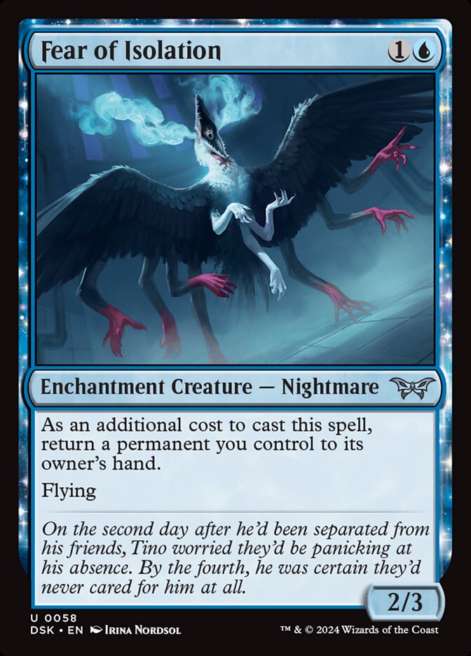 Fear of Isolation – Uncommon Magic: The Gathering card from Duskmourn: House of Horror (#58)
