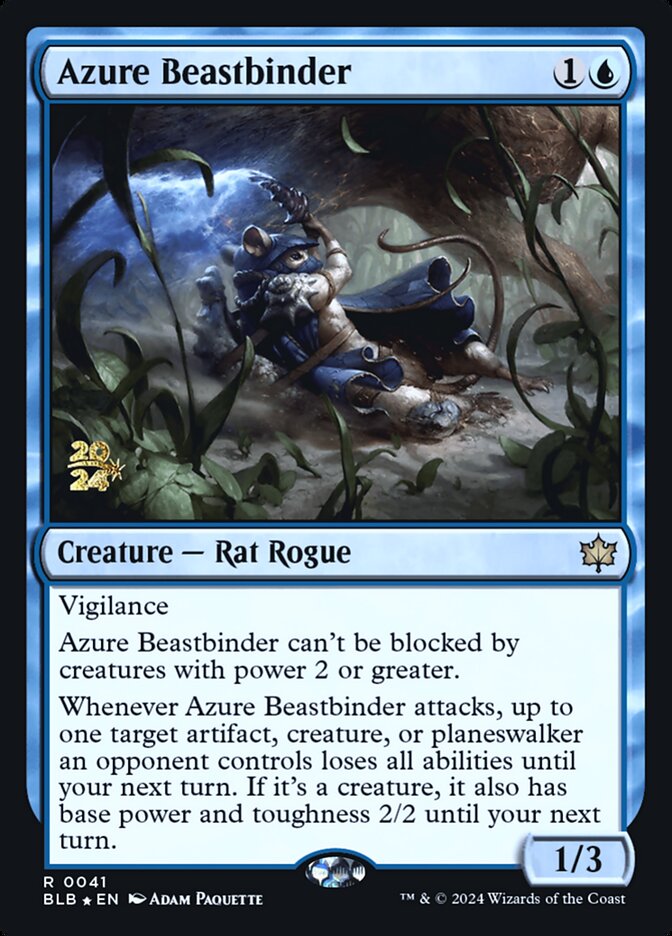 Azure Beastbinder – Rare Magic: The Gathering card from Bloomburrow Promos (#41s)