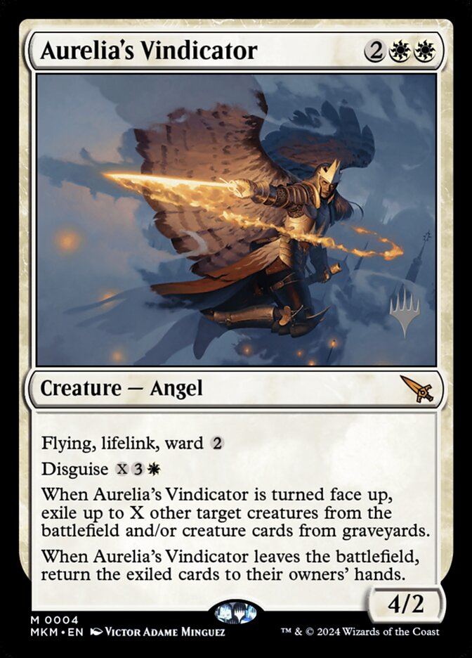 Aurelia's Vindicator – Mythic Magic: The Gathering card from Murders at Karlov Manor Promos (#4p)