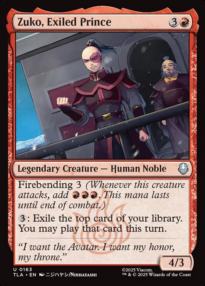 Zuko, Exiled Prince – Uncommon Magic: The Gathering card from Avatar: The Last Airbender (#163)