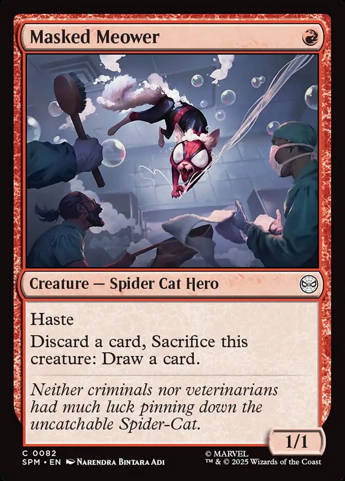 Masked Meower – Common Magic: The Gathering card from Marvel's Spider-Man (#82)