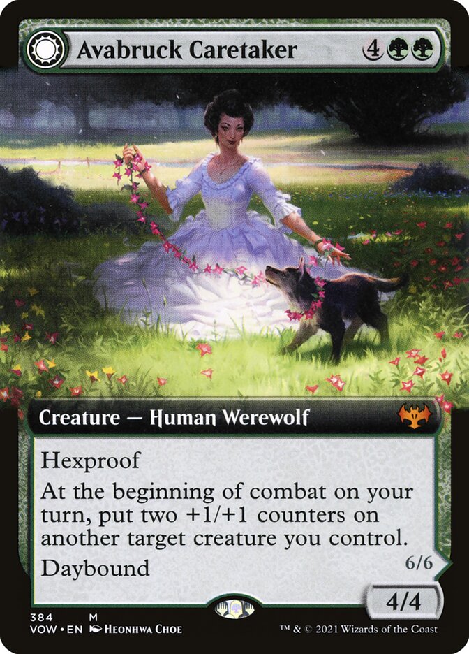 Avabruck Caretaker // Hollowhenge Huntmaster – Mythic Magic: The Gathering card from Innistrad: Crimson Vow (#384)