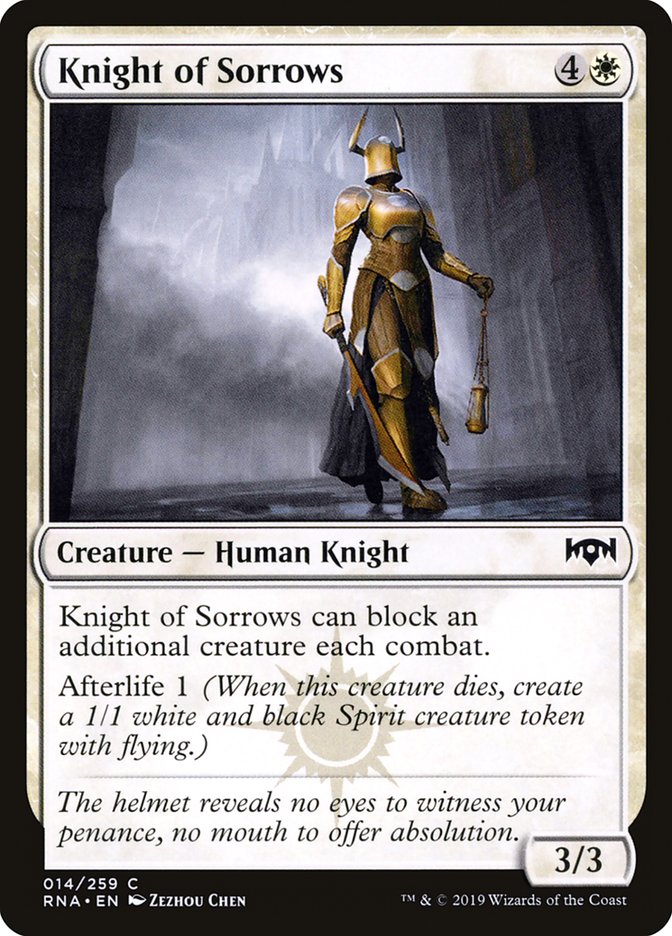 Knight of Sorrows – Common Magic: The Gathering card from Ravnica Allegiance (#14)