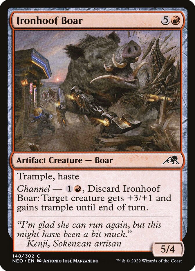 Ironhoof Boar – Common Magic: The Gathering card from Kamigawa: Neon Dynasty (#148)
