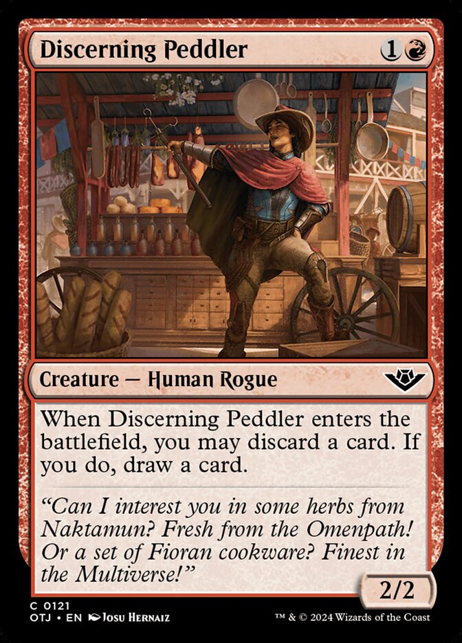 Discerning Peddler – Common Magic: The Gathering card from Outlaws of Thunder Junction (#121)