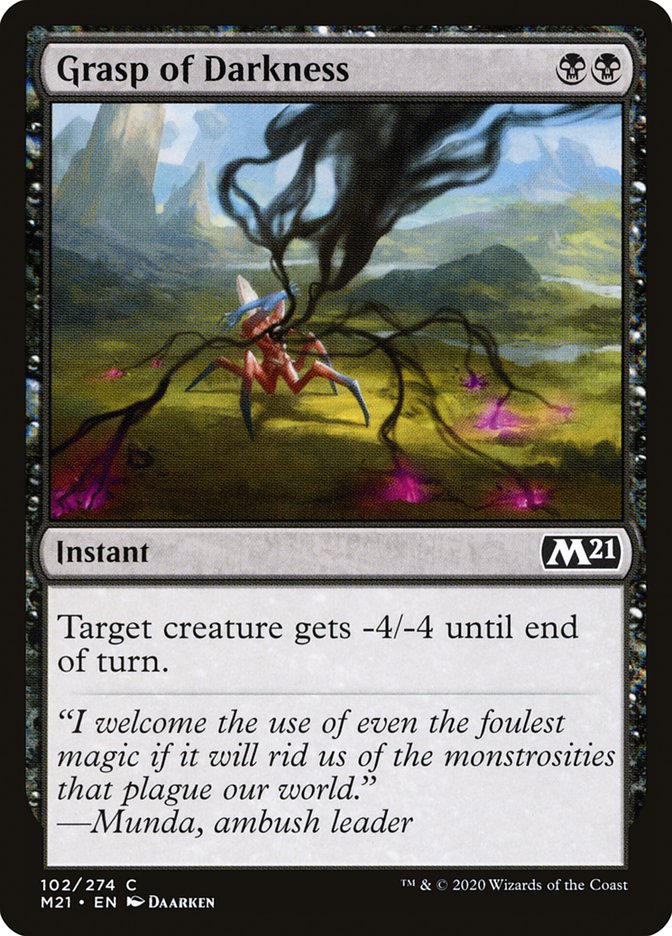 Grasp of Darkness – Common Magic: The Gathering card from Core Set 2021 (#102)