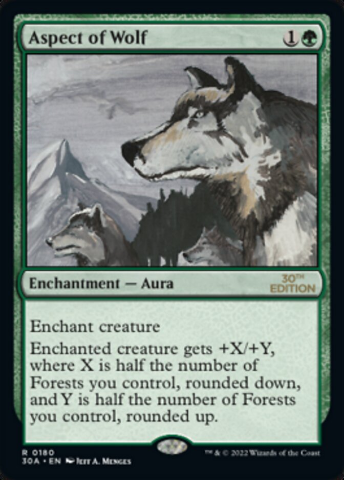 Aspect of Wolf – Rare Magic: The Gathering card from 30th Anniversary Edition (#180)
