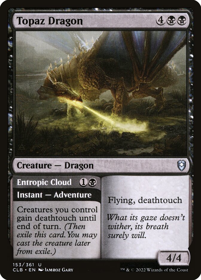 Topaz Dragon // Entropic Cloud – Uncommon Magic: The Gathering card from Commander Legends: Battle for Baldur's Gate (#153)