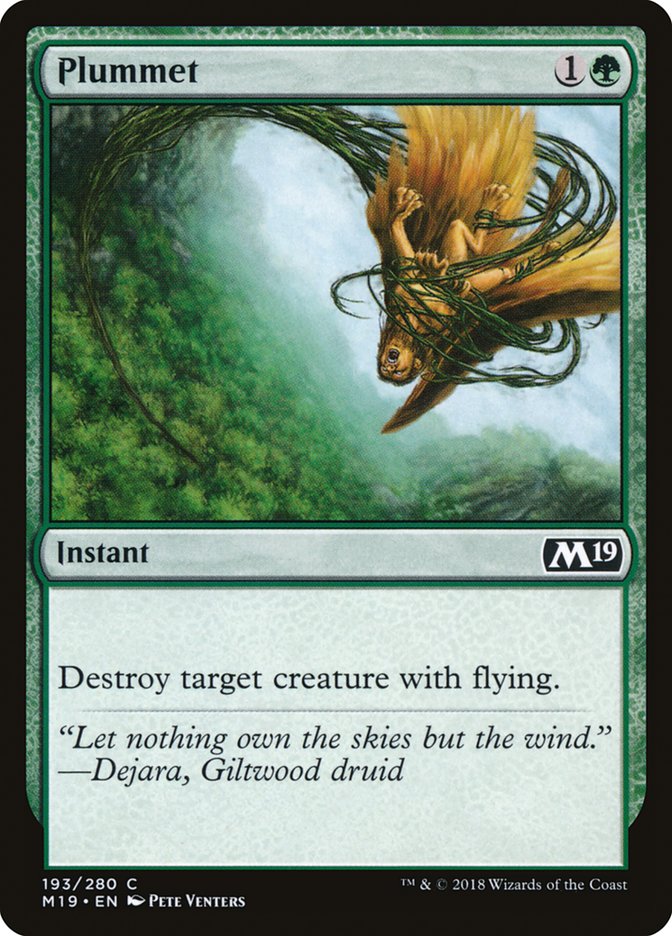 Plummet – Common Magic: The Gathering card from Core Set 2019 (#193)