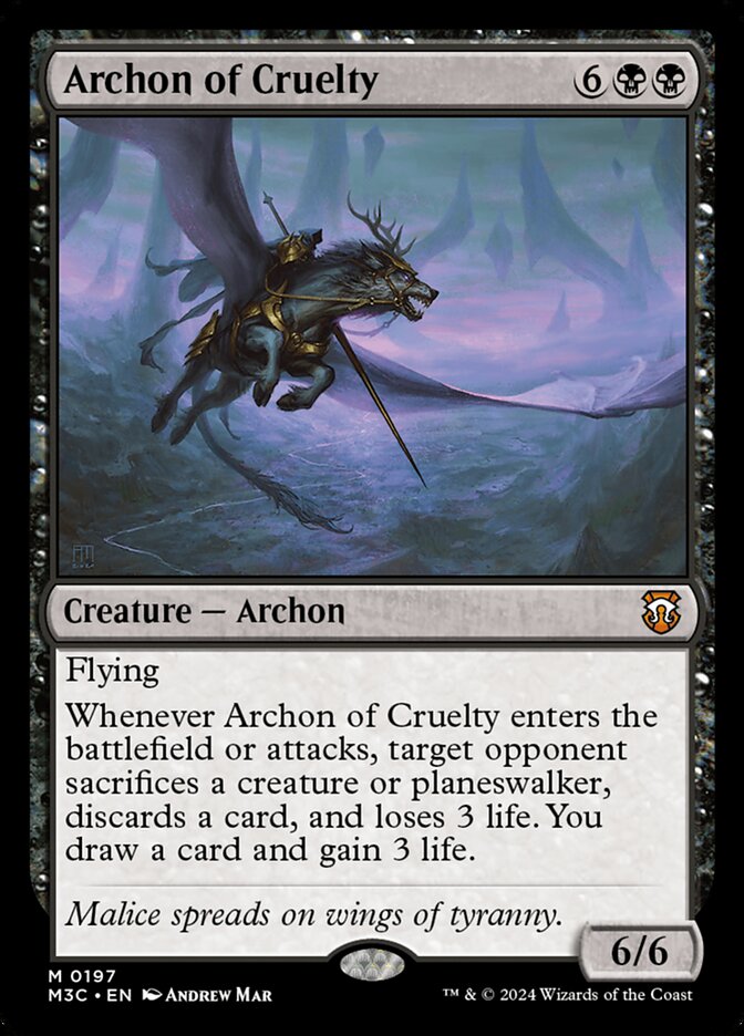 Archon of Cruelty – Mythic Magic: The Gathering card from Modern Horizons 3 Commander (#197)