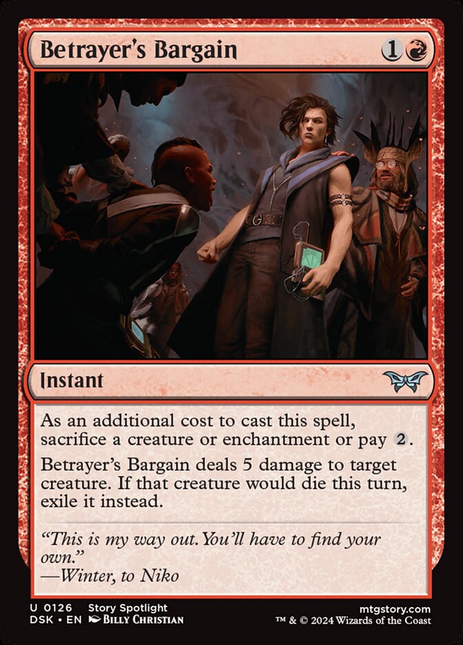 Betrayer's Bargain – Uncommon Magic: The Gathering card from Duskmourn: House of Horror (#126)