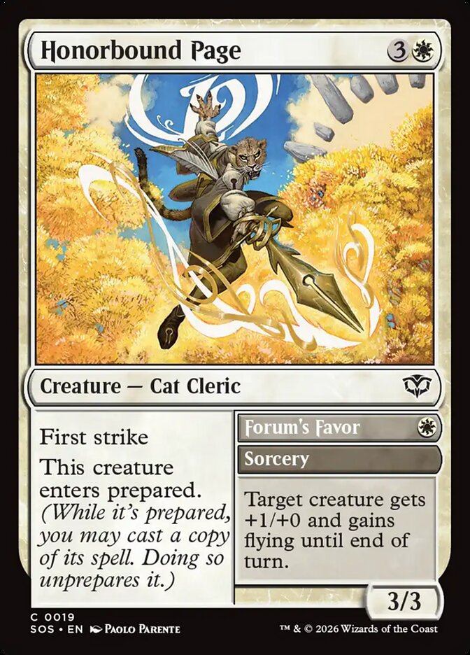 Honorbound Page // Forum's Favor – Common Magic: The Gathering card from Secrets of Strixhaven (#19)