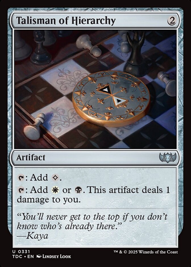 Talisman of Hierarchy – Uncommon Magic: The Gathering card from Tarkir: Dragonstorm Commander (#331)