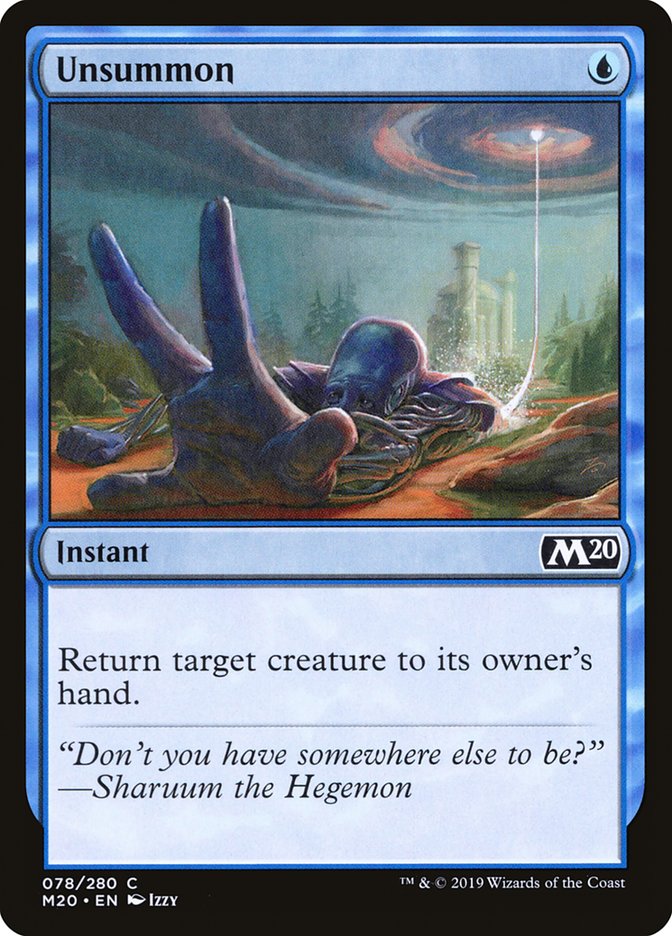 Unsummon – Common Magic: The Gathering card from Core Set 2020 (#78)