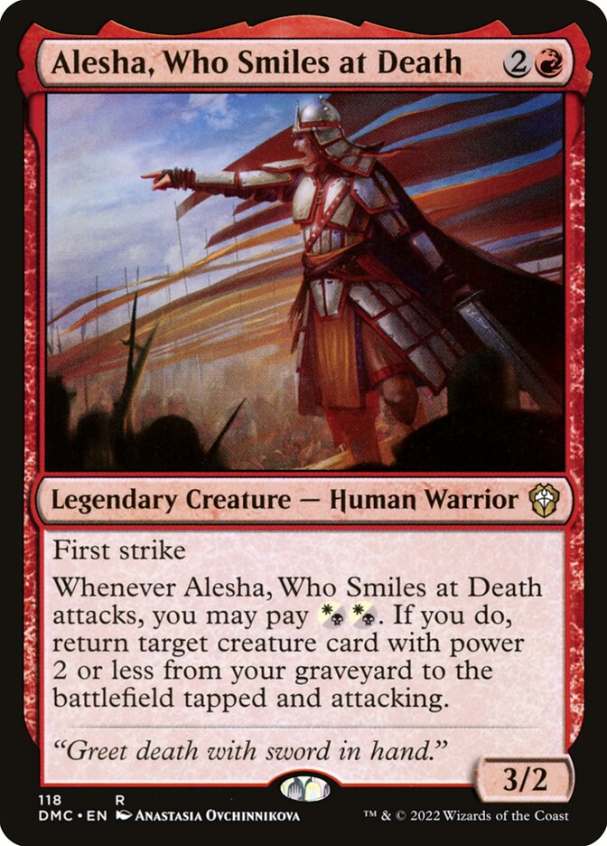 Alesha, Who Smiles at Death – Rare Magic: The Gathering card from Dominaria United Commander (#118)