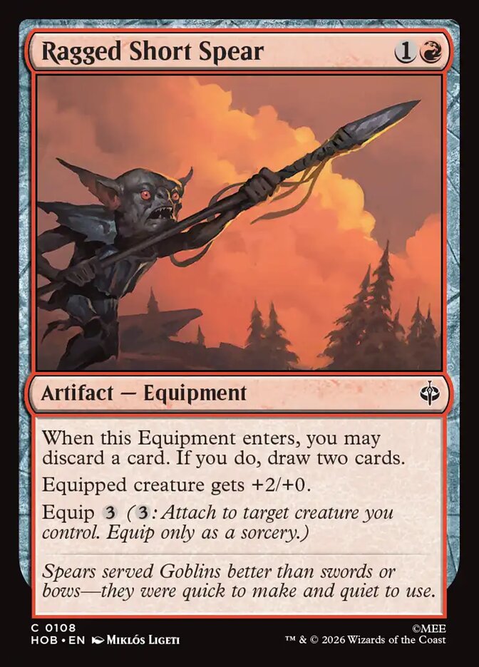 Ragged Short Spear – Common Magic: The Gathering card from The Hobbit (#108)