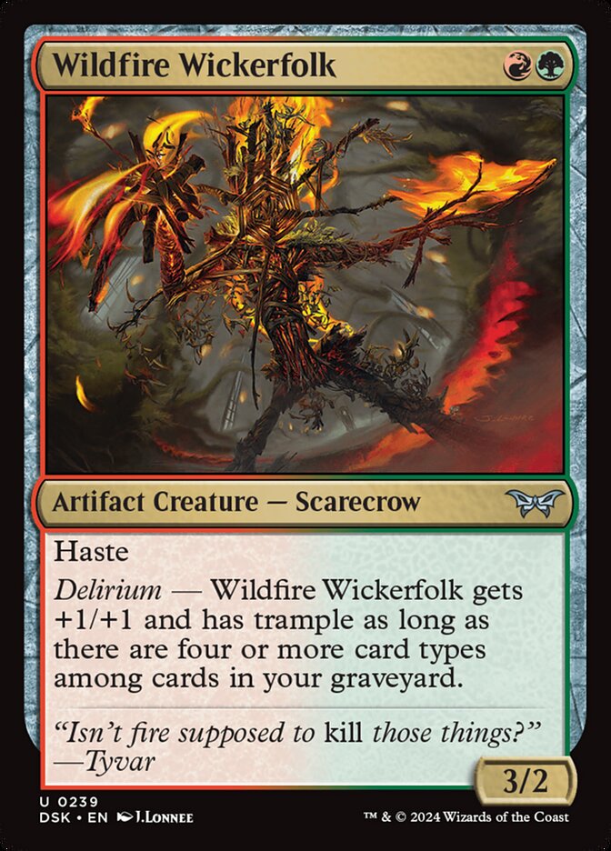 Wildfire Wickerfolk – Uncommon Magic: The Gathering card from Duskmourn: House of Horror (#239)