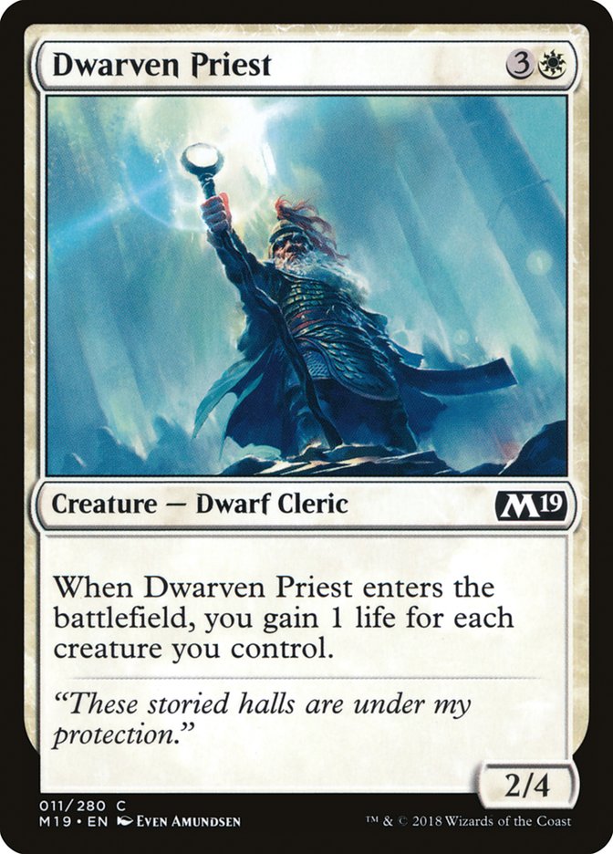 Dwarven Priest – Common Magic: The Gathering card from Core Set 2019 (#11)