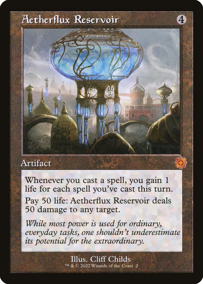 Aetherflux Reservoir – Mythic Magic: The Gathering card from The Brothers' War Retro Artifacts (#2)
